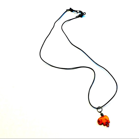 Handmade Little Orange Elephant Necklace - Picture 2 of 3